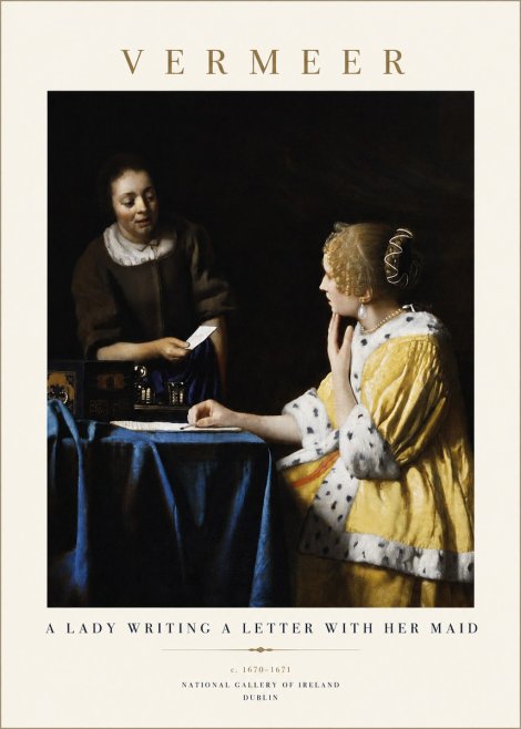 Vermeer A Lady Writing a Letter with Her Maid II No5 - Plakat