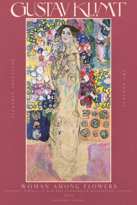 Klimt Woman Among Flowers No4 - Plakat