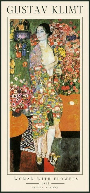 Klimt Woman with Flowers No1 - Plakat