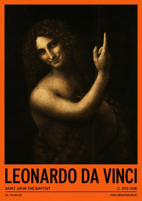 Leonardo da Vinci Saint John the Baptist No2 - Plakat