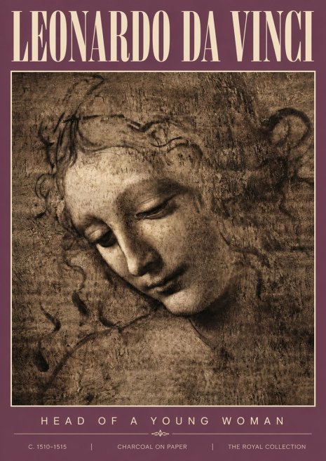 Leonardo da Vinci Head of a Young Woman II No4 - Plakat