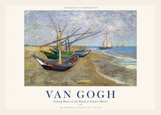 Van Gogh Fishing Boats on the Beach at Saintes-maries No1 - Plakat