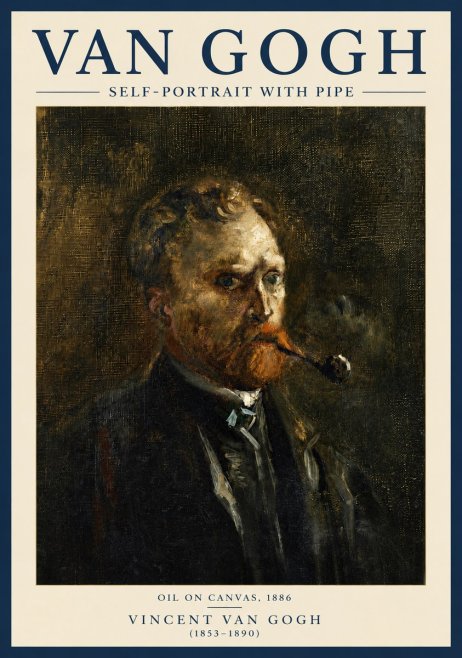 Van Gogh Self-portrait with Pipe No6 - Plakat