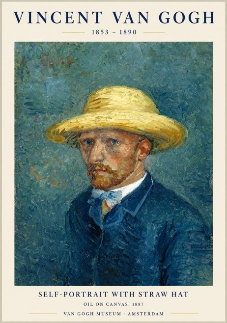 Van Gogh Self-portrait with Straw Hat III No1 - Plakat