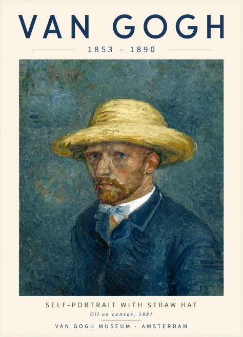 Van Gogh Self-portrait with Straw Hat III No4 - Plakat