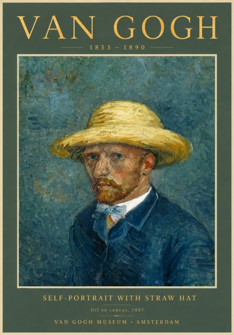 Van Gogh Self-portrait with Straw Hat III No5 - Plakat