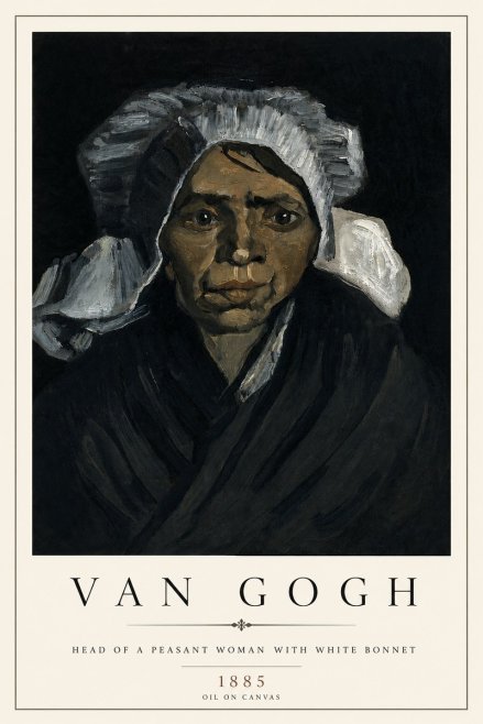 Van Gogh Head of a Peasant Woman with White Bonnet No4 - Plakat