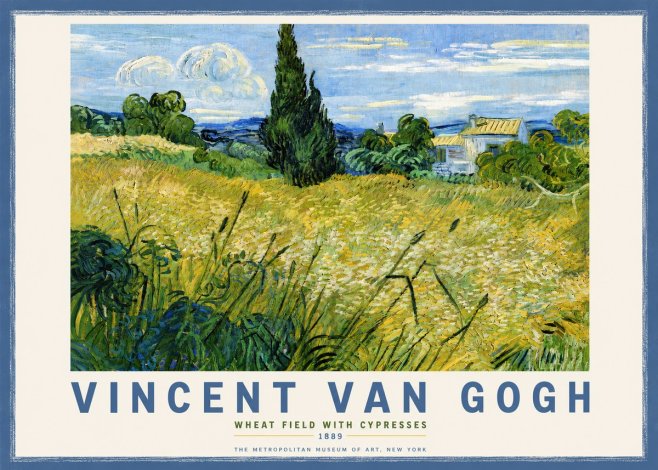 Van Gogh Wheat Field with Cypresses No3 - Plakat