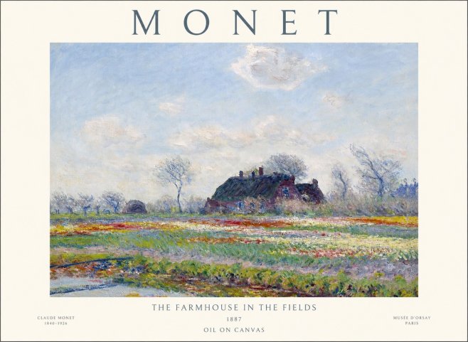 Monet The Farmhouse in the Fields No1 - Plakat