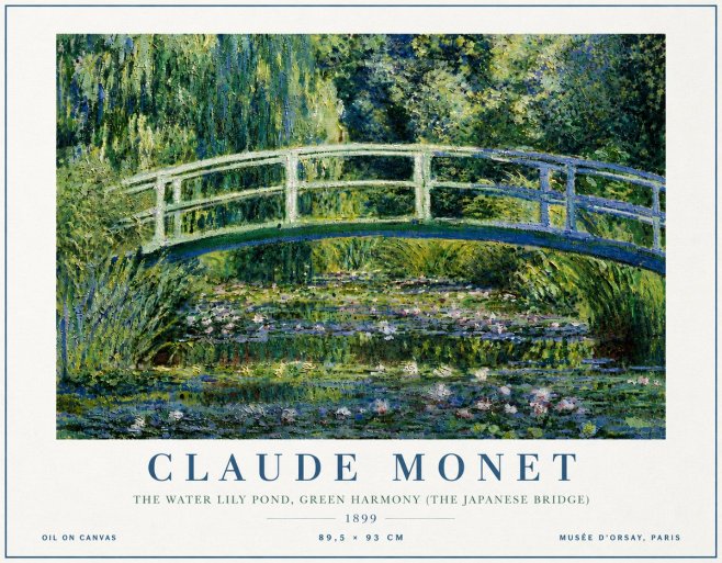 Monet The Water Lily Pond, Green Harmony (the Japanese Bridge) No6 - Plakat