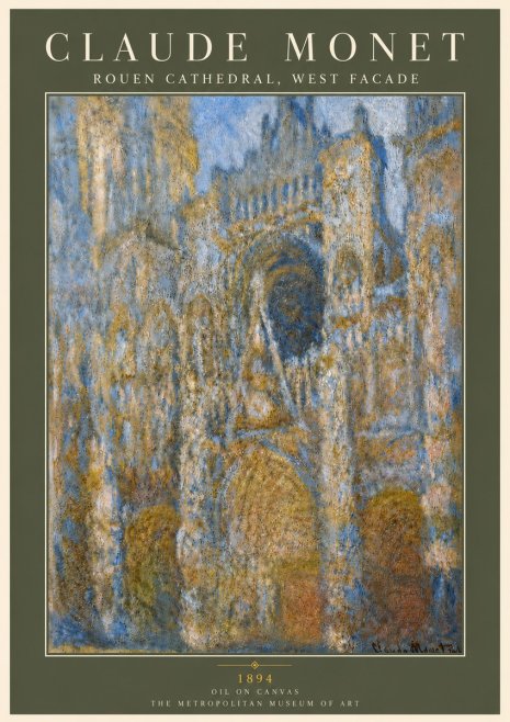 Monet Rouen Cathedral, West Facade No5 - Plakat