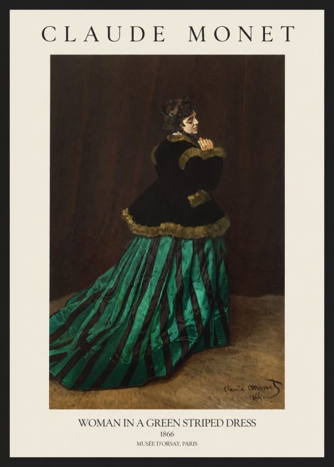 Monet Woman in a Green Striped Dress No1 - Plakat