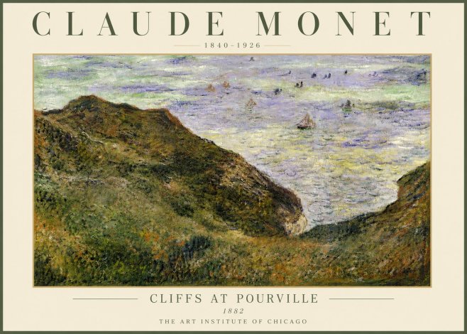 Monet Cliffs at Pourville II No6 - Plakat