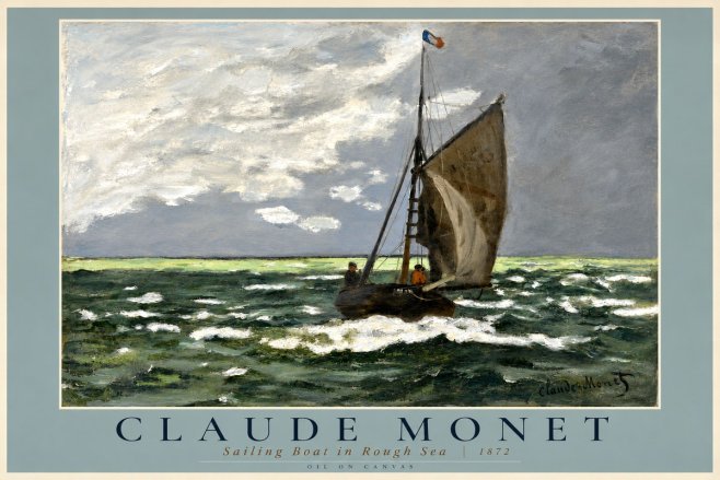 Monet Sailing Boat in Rough Sea No2 - Plakat