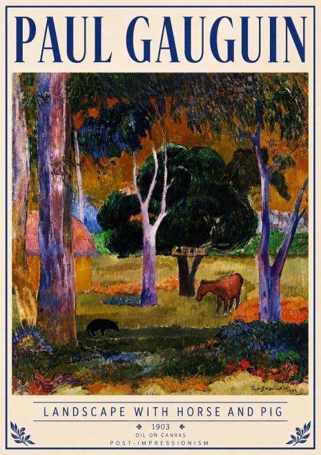 Paul Gauguin Landscape with Horse and Pig No4 - Plakat