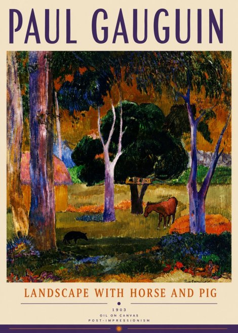 Paul Gauguin Landscape with Horse and Pig No5 - Plakat