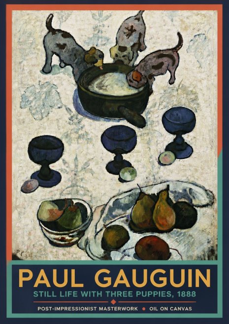 Paul Gauguin Still Life with Three Puppies, 1888 No4 - Plakat