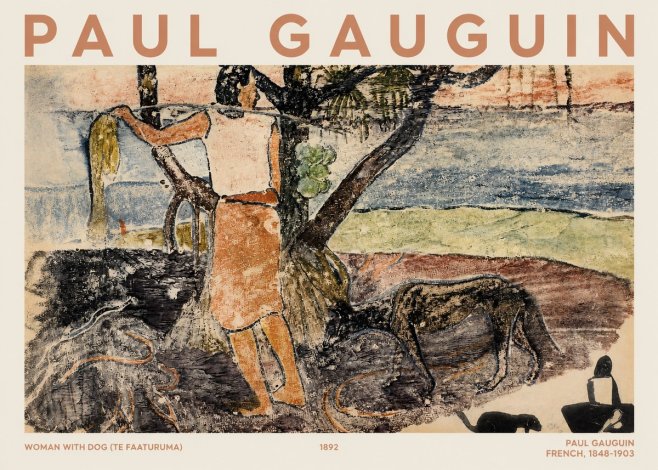 Paul Gauguin Woman with Dog (Te Faaturuma) No1 - Plakat