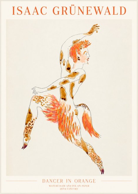 Isaac Grünewald Dancer in Orange No1 - Plakat