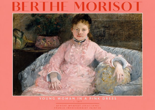 Berthe Morisot Young Woman in a Pink Dress I No2 - Plakat