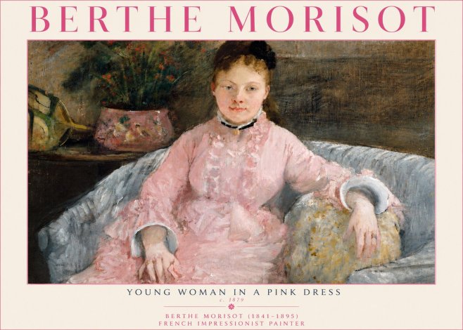 Berthe Morisot Young Woman in a Pink Dress I No4 - Plakat