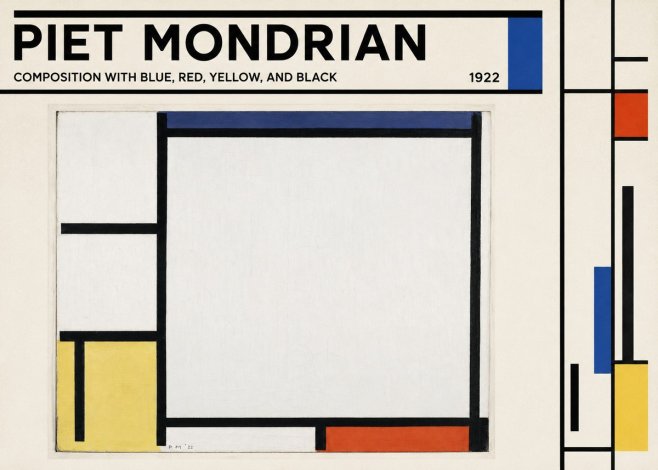 Piet Mondrian Composition with Blue, Red, Yellow, and Black No3 - Plakat