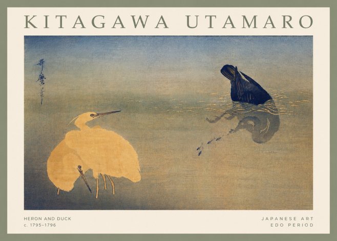 Kitagawa Utamaro Heron and Duck No4 - Plakat