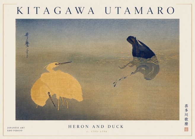 Kitagawa Utamaro Heron and Duck No6 - Plakat