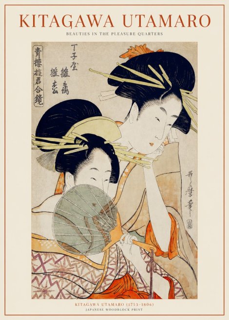 Kitagawa Utamaro Two Women with a Fan No2 - Plakat
