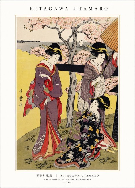 Kitagawa Utamaro Three Women Under Cherry Blossoms No1 - Plakat