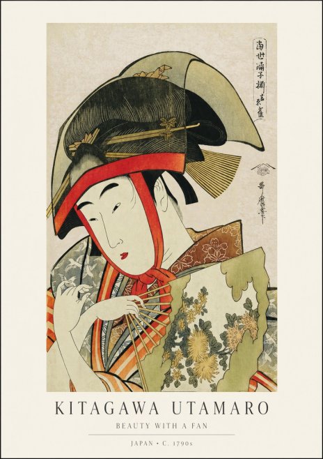 Kitagawa Utamaro Beauty with a Fan I No1 - Plakat