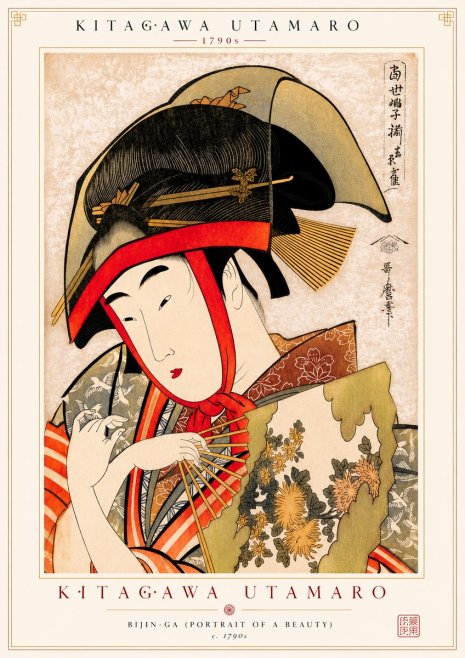 Kitagawa Utamaro Beauty with a Fan I No2 - Plakat