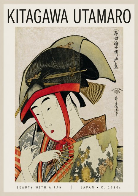 Kitagawa Utamaro Beauty with a Fan I No4 - Plakat