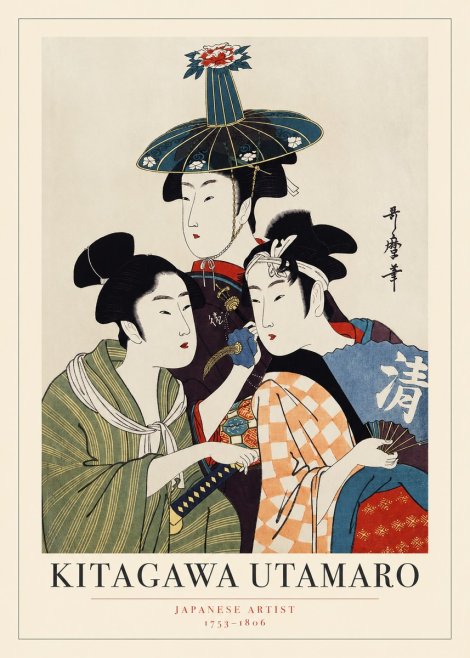 Kitagawa Utamaro Three Beauties No1 - Plakat