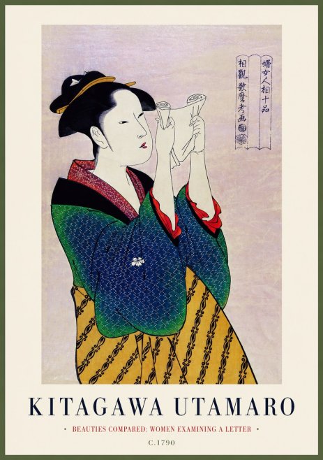 Kitagawa Utamaro Beauties Compared: Women Examining a Letter No1 - Plakat