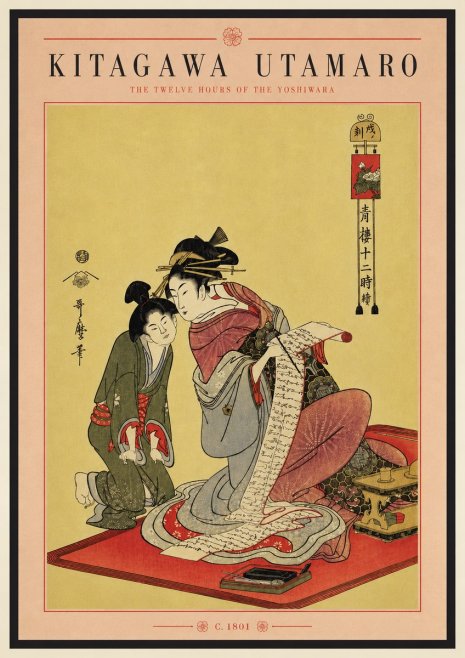 Kitagawa Utamaro The Twelve Hours of the Yoshiwara No4 - Plakat