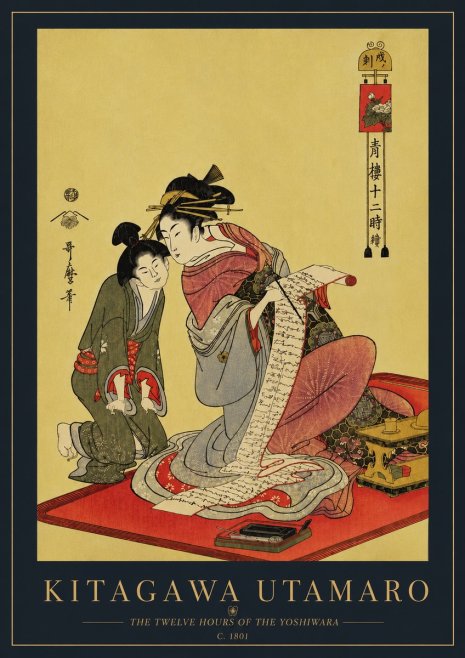 Kitagawa Utamaro The Twelve Hours of the Yoshiwara No5 - Plakat