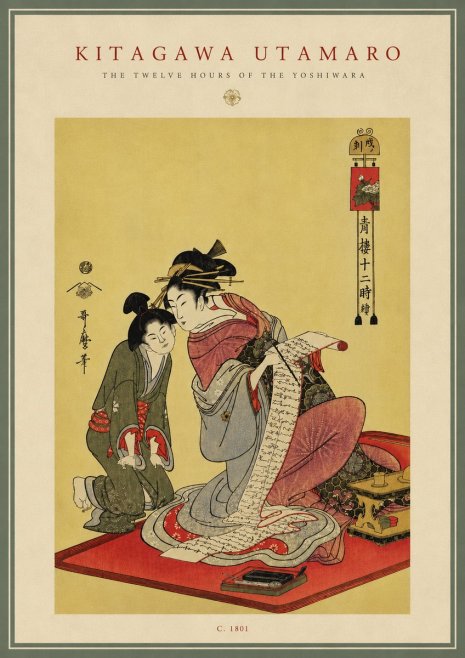 Kitagawa Utamaro The Twelve Hours of the Yoshiwara No6 - Plakat