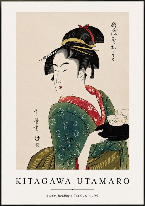 Kitagawa Utamaro Beauty Holding a Tea Cup No3 - Plakat