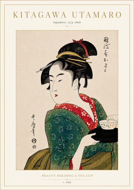 Kitagawa Utamaro Beauty Holding a Tea Cup No5 - Plakat