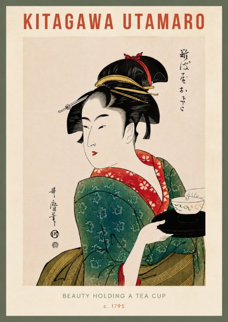Kitagawa Utamaro Beauty Holding a Tea Cup No6 - Plakat