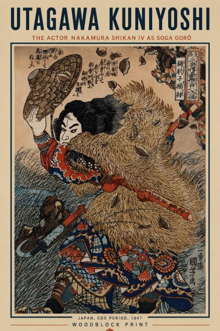 Utagawa Kuniyoshi The Actor Nakamura Shikan Iv as Soga Gorō No6 - Plakat