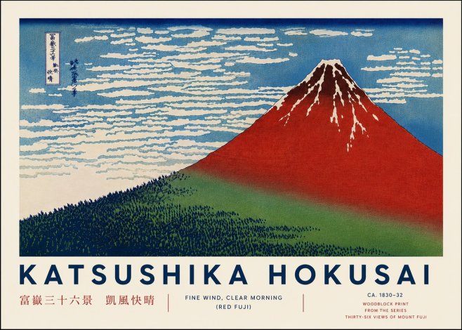 Katsushika Hokusai Fine Wind, Clear Morning (Red Fuji) I No8 - Plakat