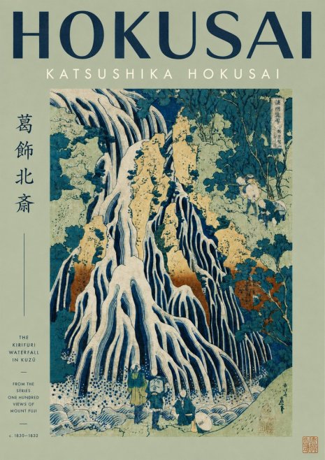 Katsushika Hokusai The Kirifuri Waterfall in Kuzū from the Series One Hundred Views of Mount Fuji No2 - Plakat