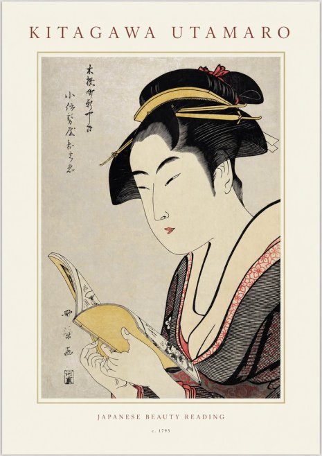 Kitagawa Utamaro Japanese Beauty Reading No1 - Plakat