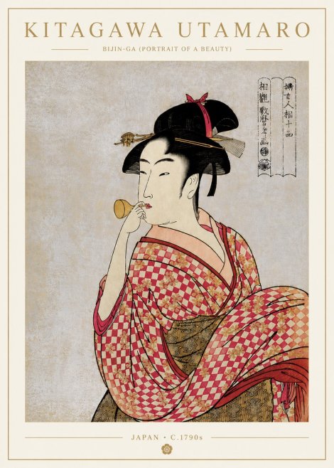 Kitagawa Utamaro Bijin-ga (Portrait of a Beauty) No5 - Plakat