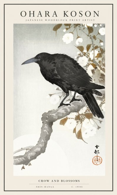 Ohara Koson Crow and Blossoms I No1 - Plakat