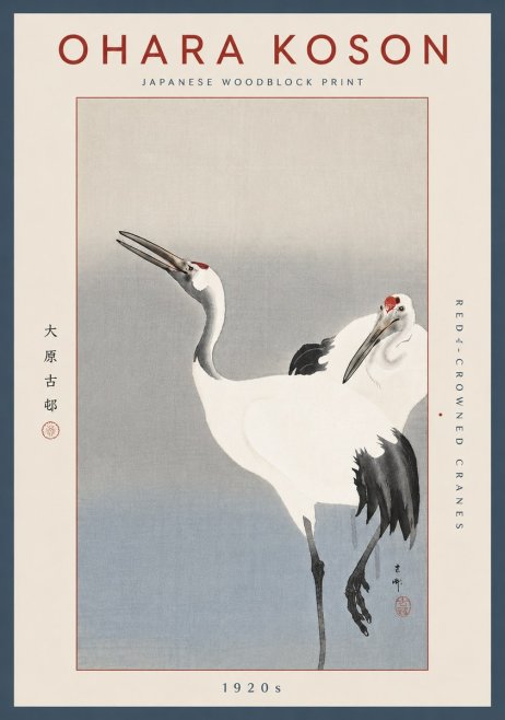 Ohara Koson Red-crowned Cranes No5 - Plakat