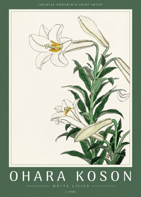 Ohara Koson White Lilies No2 - Plakat