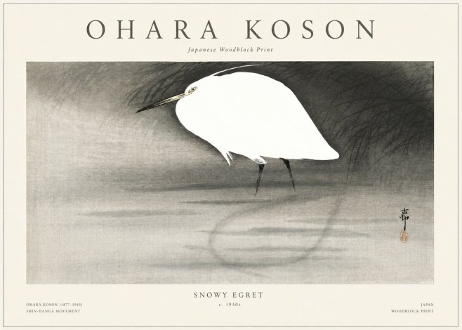 Ohara Koson Snowy Egret No1 - Plakat